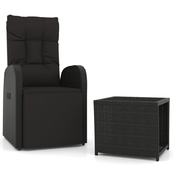 vidaXL 2-Piece Garden Lounge Set Black Poly Rattan & Steel