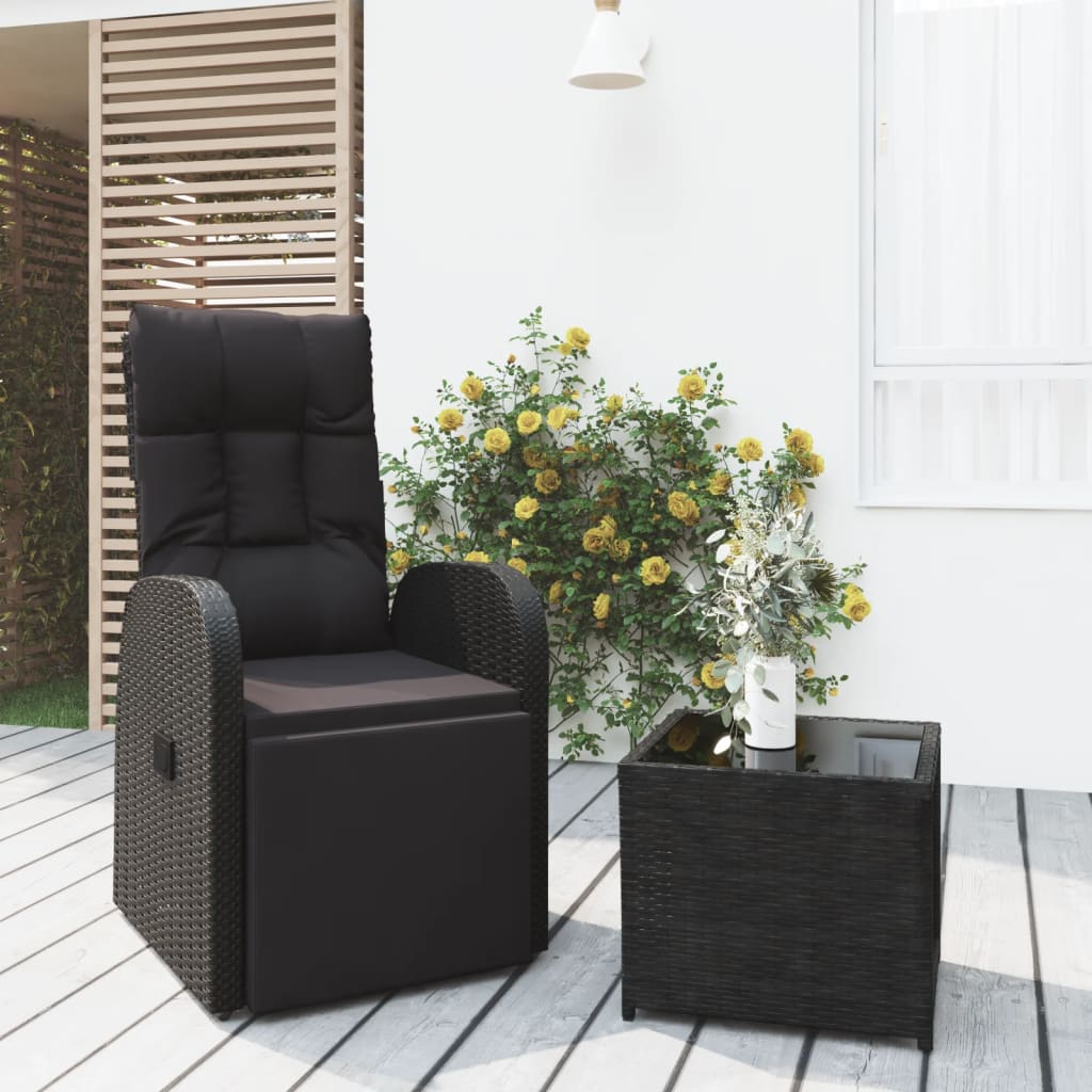 vidaXL 2-Piece Garden Lounge Set Black Poly Rattan & Steel