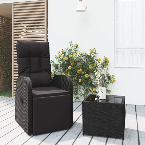 vidaXL 2-Piece Garden Lounge Set Black Poly Rattan & Steel