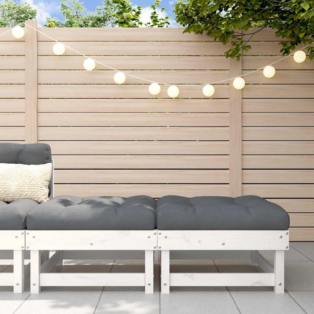vidaXL Garden Stools with Cushions 2 pcs. White Solid Pine Wood