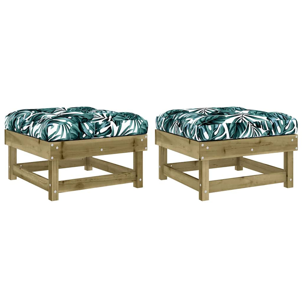 vidaXL Garden Stools with Cushions 2 pcs Impregnated Pinewood