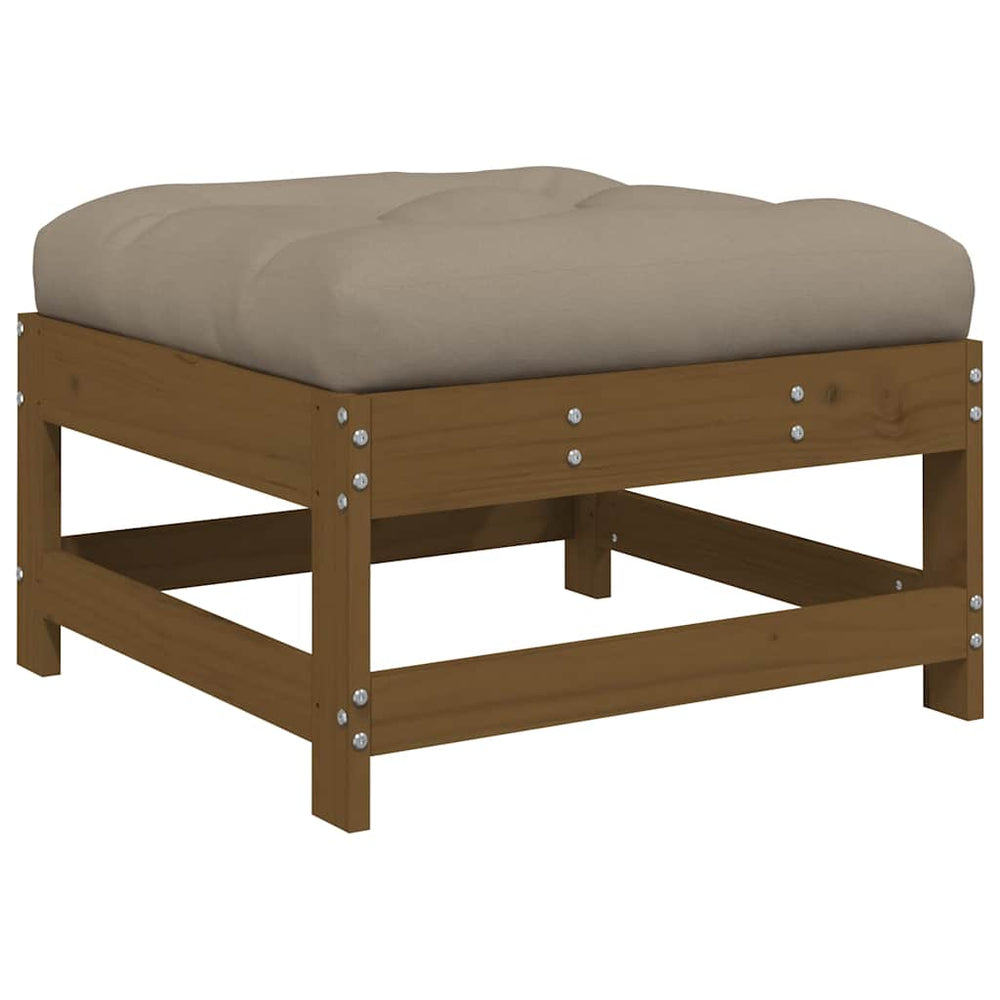 vidaXL Garden Stool with Cushion Honey Brown Solid Pine Wood