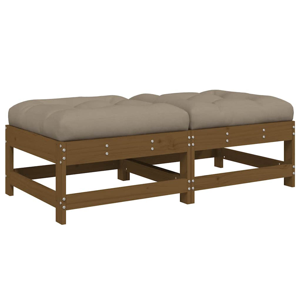 vidaXL Garden Stools with Cushions 2 pcs Honey Brown Solid Pine Wood