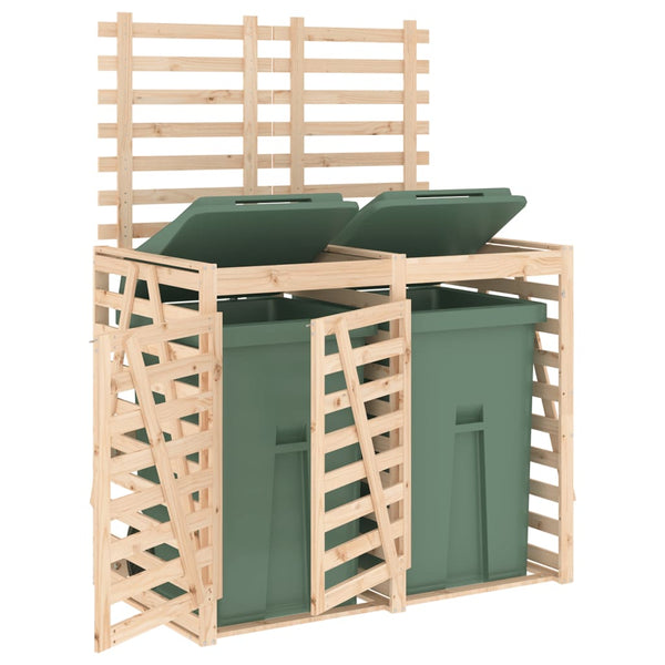 vidaXL Wheelie Bin Shed for 2 Bins Solid Pine Wood