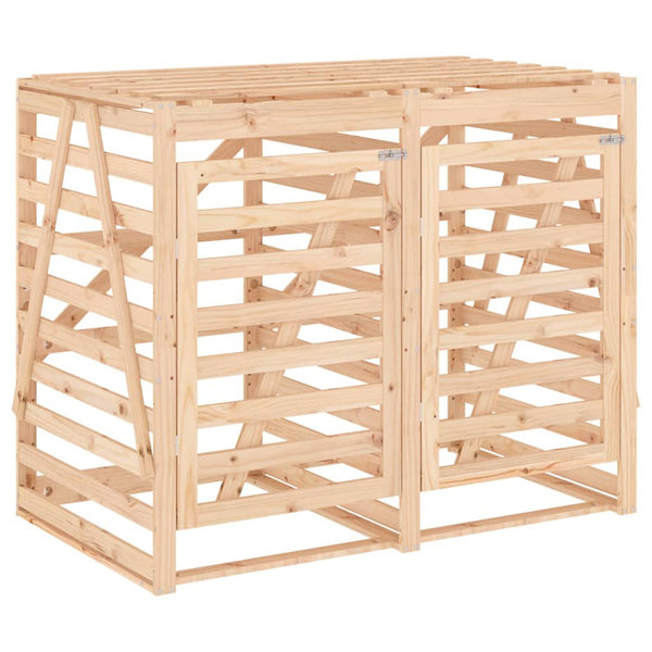 vidaXL Wheelie Bin Shed for 2 Bins Solid Pine Wood