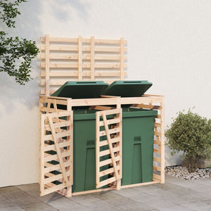 vidaXL Wheelie Bin Shed for 2 Bins Solid Pine Wood