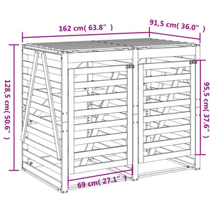 vidaXL Rubbish Bin Shed for 2 Bins Black Solid Pine Wood
