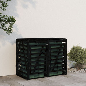 vidaXL Rubbish Bin Shed for 2 Bins Black Solid Pine Wood