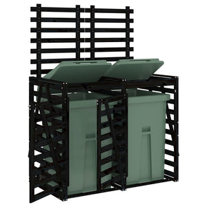 vidaXL Rubbish Bin Shed for 2 Bins Black Solid Pine Wood