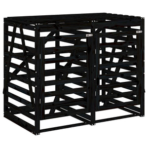 vidaXL Rubbish Bin Shed for 2 Bins Black Solid Pine Wood