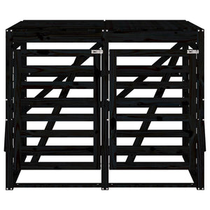 vidaXL Rubbish Bin Shed for 2 Bins Black Solid Pine Wood