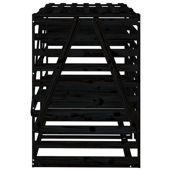 vidaXL Rubbish Bin Shed for 2 Bins Black Solid Pine Wood