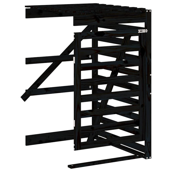 vidaXL Rubbish Bin Shed for 2 Bins Black Solid Pine Wood