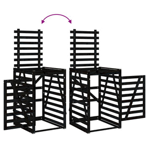 vidaXL Rubbish Bin Shed for 2 Bins Black Solid Pine Wood