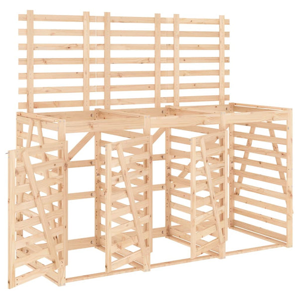 vidaXL Triple Bin Storage Shed Solid Pine Wood