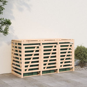 vidaXL Triple Bin Storage Shed Solid Pine Wood
