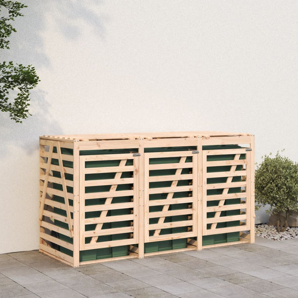 vidaXL Triple Bin Storage Shed Solid Pine Wood