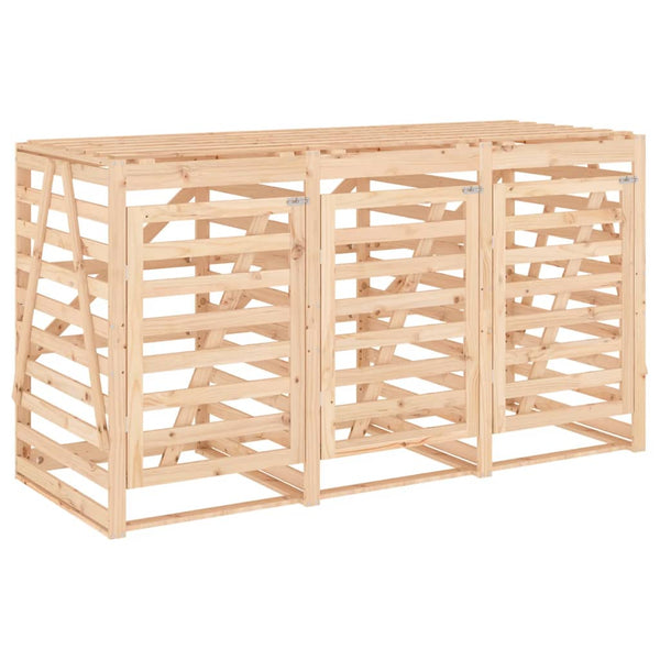 vidaXL Triple Bin Storage Shed Solid Pine Wood