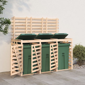 vidaXL Triple Bin Storage Shed Solid Pine Wood