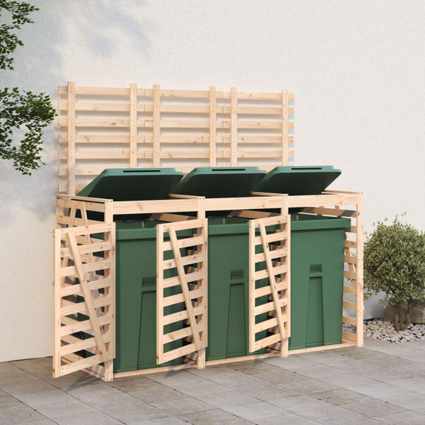 vidaXL Triple Bin Storage Shed Solid Pine Wood