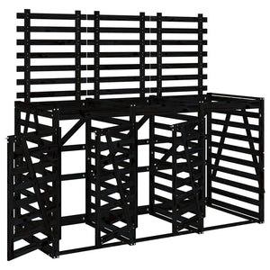 vidaXL Triple Bin Storage Shed Black Solid Pine Wood