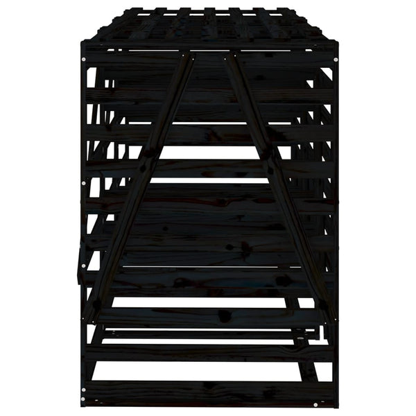 vidaXL Triple Bin Storage Shed Black Solid Pine Wood