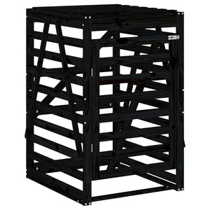 vidaXL Triple Bin Storage Shed Black Solid Pine Wood