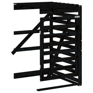 vidaXL Triple Bin Storage Shed Black Solid Pine Wood