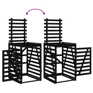 vidaXL Triple Bin Storage Shed Black Solid Pine Wood