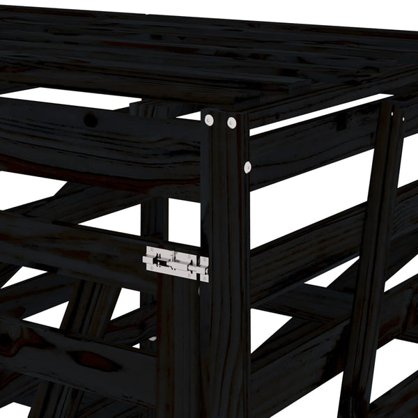 vidaXL Triple Bin Storage Shed Black Solid Pine Wood