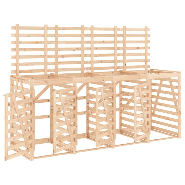 vidaXL Wheelie Bin Storage for 4 Bins Solid Pine Wood