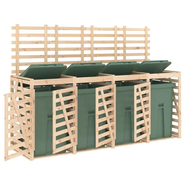 vidaXL Wheelie Bin Storage for 4 Bins Solid Pine Wood