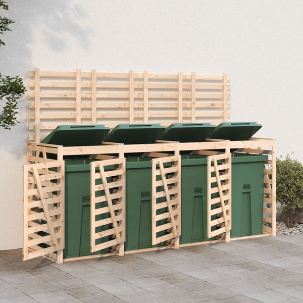 vidaXL Wheelie Bin Storage for 4 Bins Solid Pine Wood