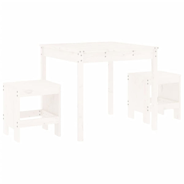 vidaXL 3-Piece Garden Bistro Set White Solid Pine Wood