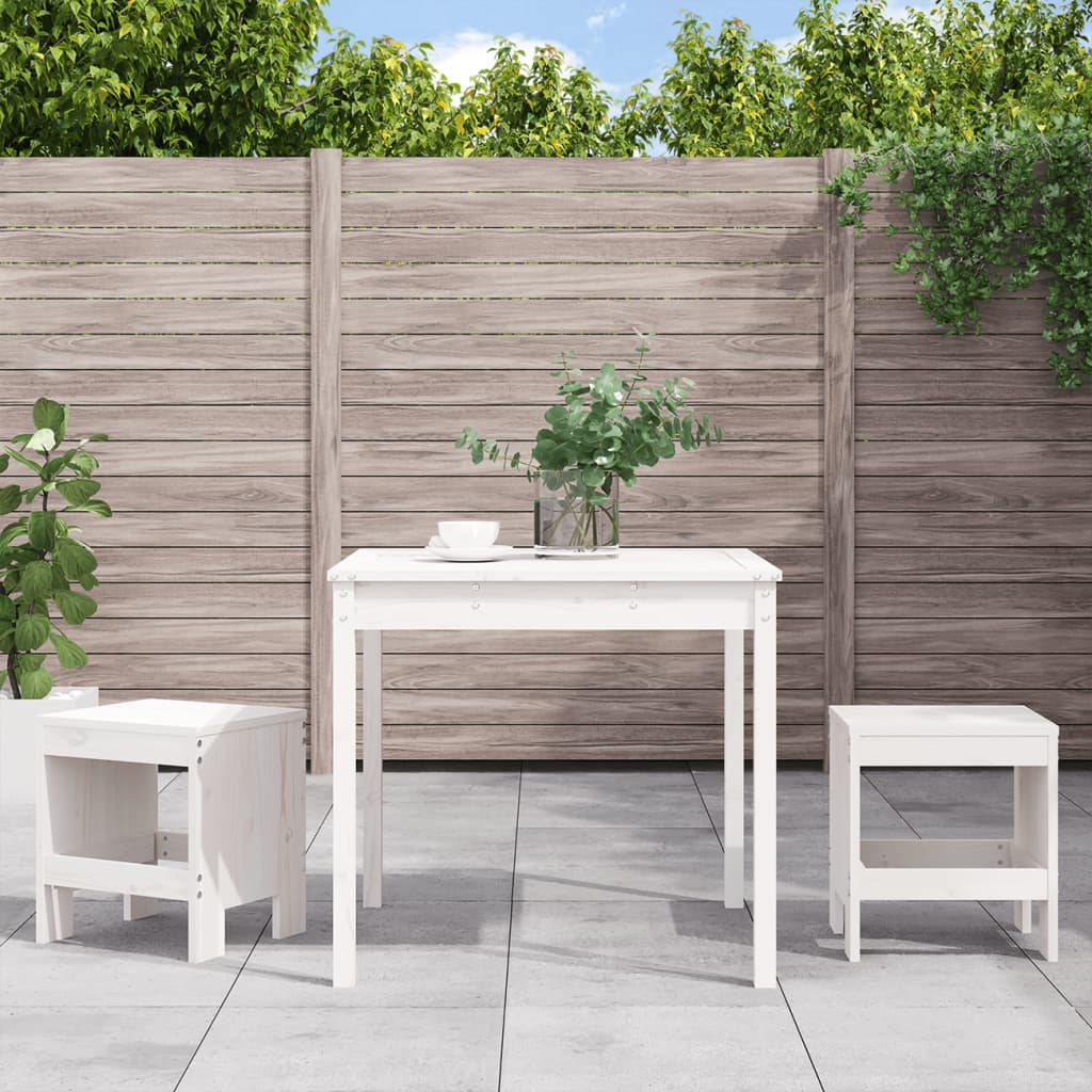 vidaXL 3-Piece Garden Bistro Set White Solid Pine Wood