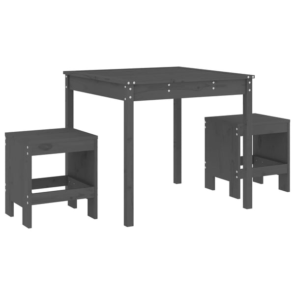 vidaXL 3-Piece Garden Bistro Set Gray Solid Pine Wood