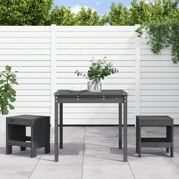 vidaXL 3-Piece Garden Bistro Set Gray Solid Pine Wood