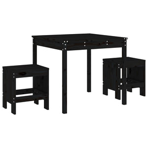 vidaXL 3-Piece Garden Bistro Set Black Solid Pine Wood