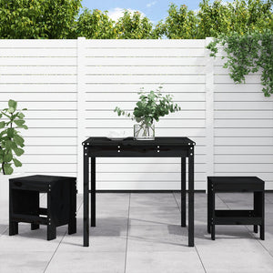 vidaXL 3-Piece Garden Bistro Set Black Solid Pine Wood
