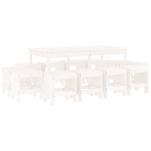 vidaXL 13-Piece Garden Dining Set White Solid Pinewood