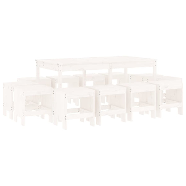 vidaXL 13-Piece Garden Dining Set White Solid Pinewood