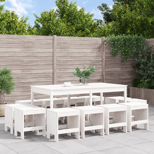 vidaXL 13-Piece Garden Dining Set White Solid Pinewood