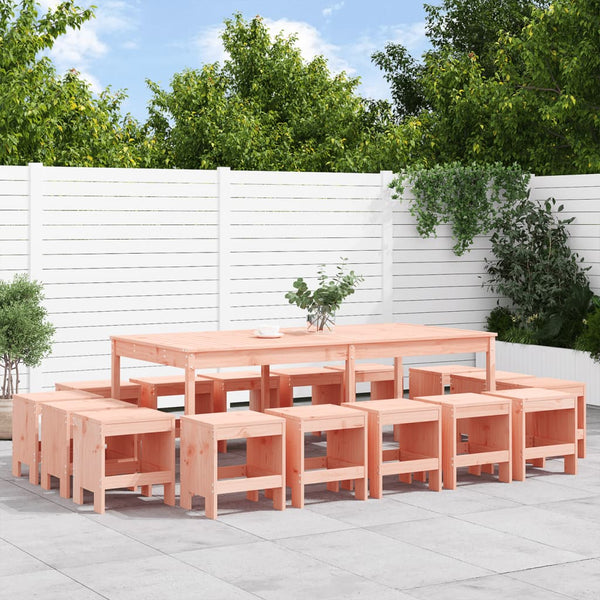 vidaXL 17-piece Garden Dining Set Solid Douglas Fir Wood