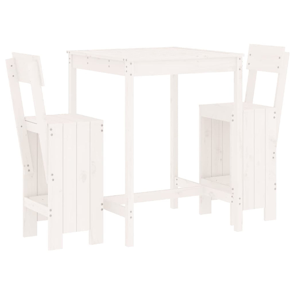 vidaXL 3-Piece Garden Bar Set White Solid Pinewood