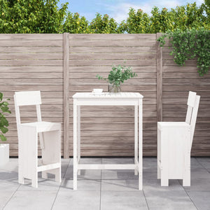 vidaXL 3-Piece Garden Bar Set White Solid Pinewood