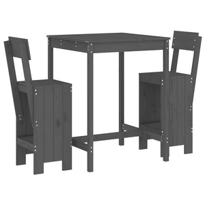 vidaXL 3-Piece Garden Bar Set Grey Solid Pine Wood