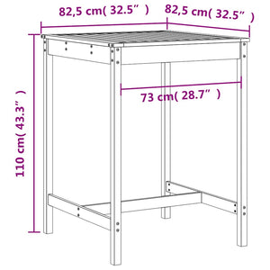 vidaXL 3-Piece Garden Bar Set Grey Solid Pine Wood