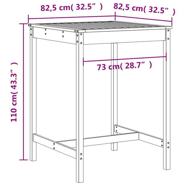 vidaXL 3-Piece Garden Bar Set Grey Solid Pine Wood
