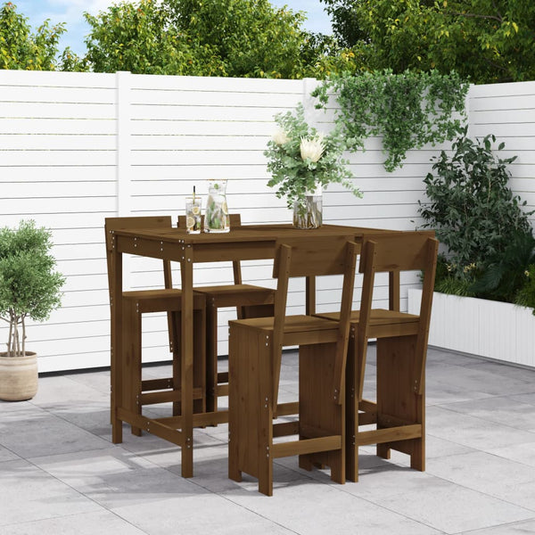 vidaXL 5-Piece Garden Bar Set Honey Brown Solid Pine Wood