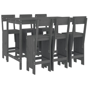vidaXL 7-Piece Garden Bar Set Grey Solid Pine Wood